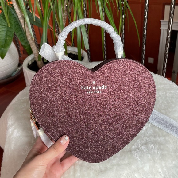 ‼️SOLD‼️ Kate Spade Heart Crossbody in Burgundy Glitter ✨✨ - Picture 1 of 12